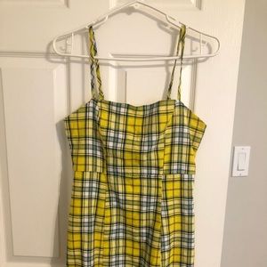 Yellow plaid spaghetti dress